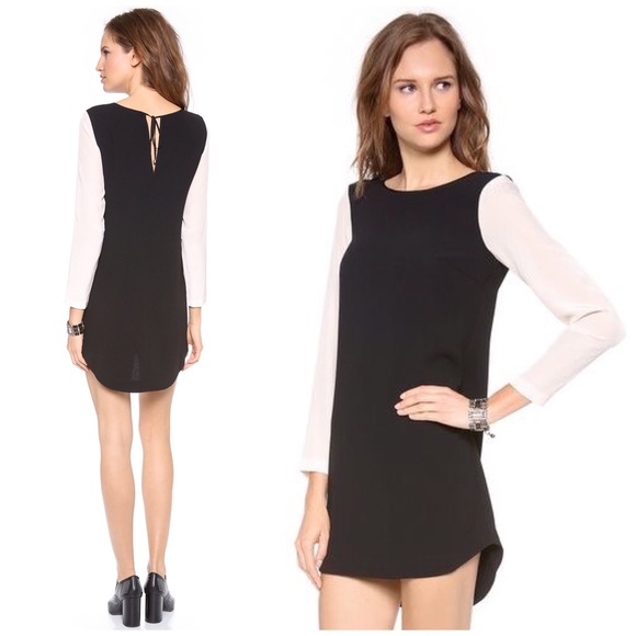 Club Monaco Contrast Sheath Dress Black Nude - Picture 2 of 8